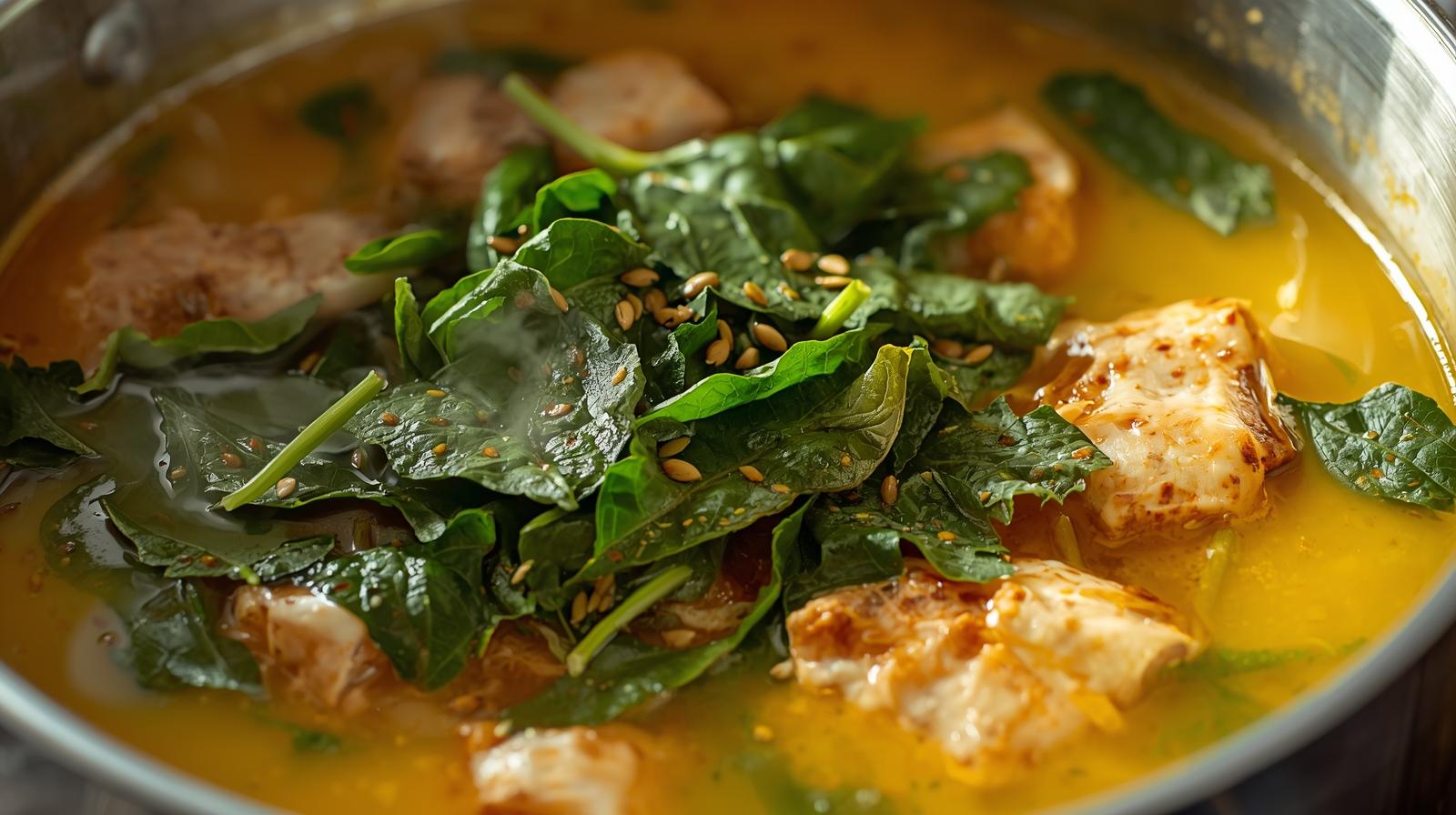 Pregnant woman enjoying egusi soup with fufu in a cozy kitchen