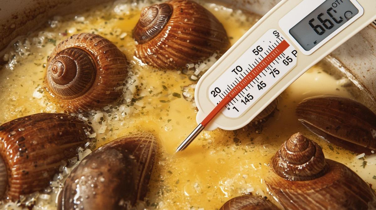 Safe internal temperature concept for escargot