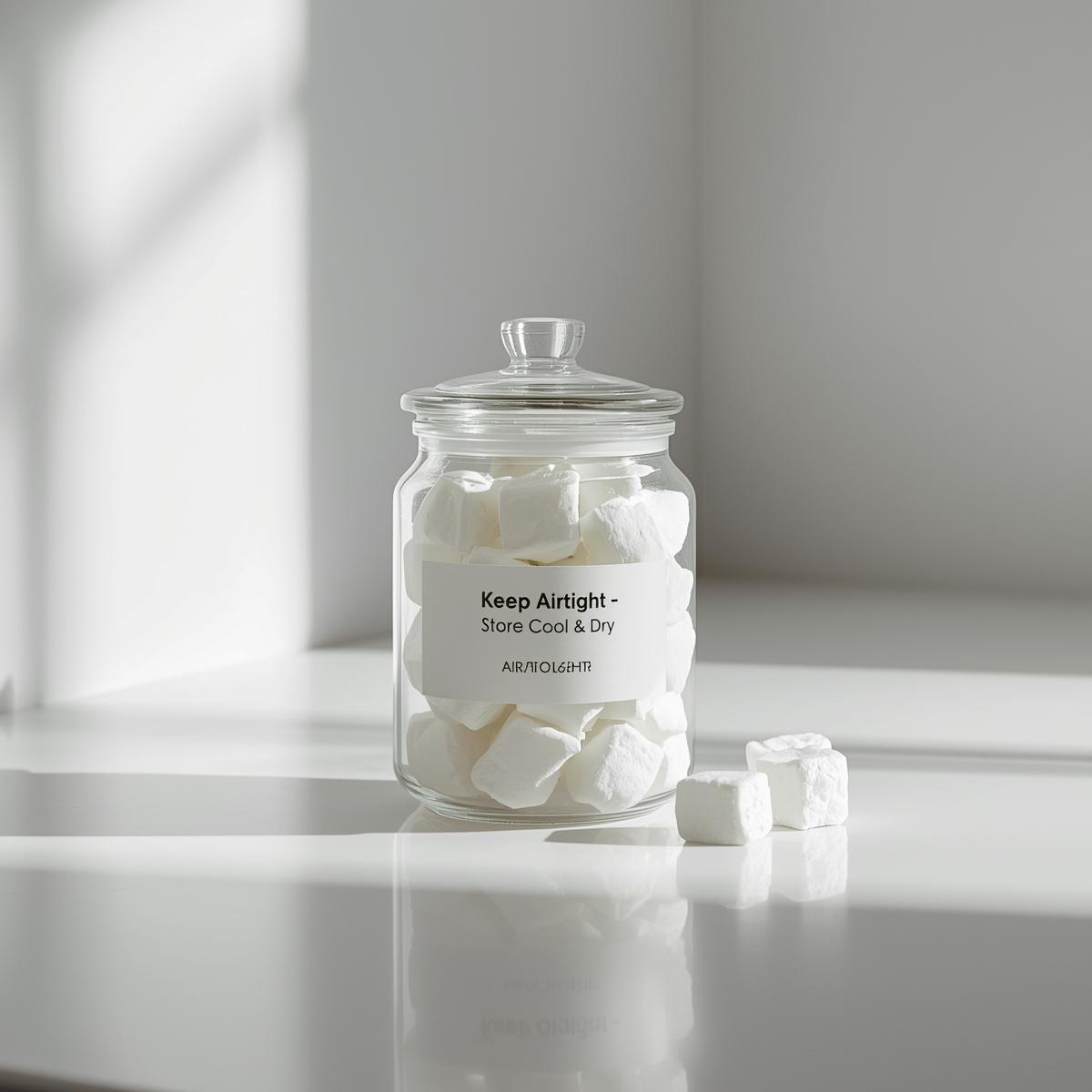 Marshmallows stored in airtight jar