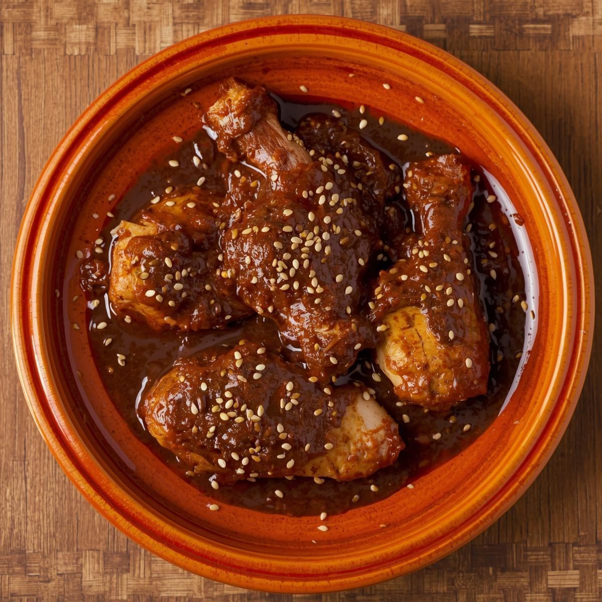Authentic Mexican mole sauce over chicken
