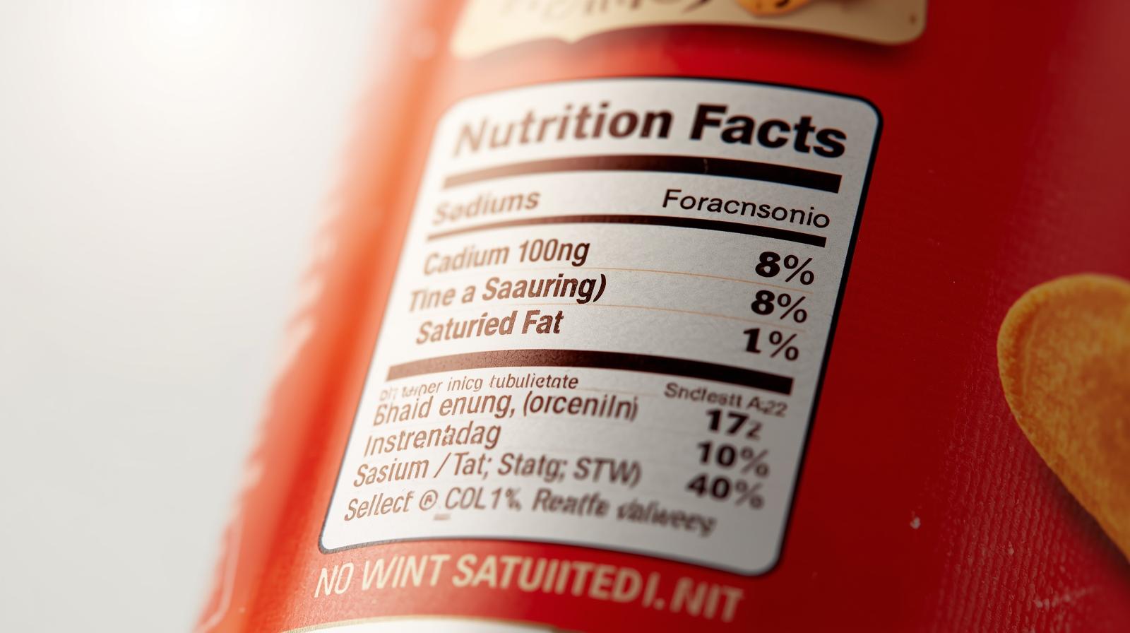 Pringles nutrition label close-up highlighting sodium per serving and saturated fat