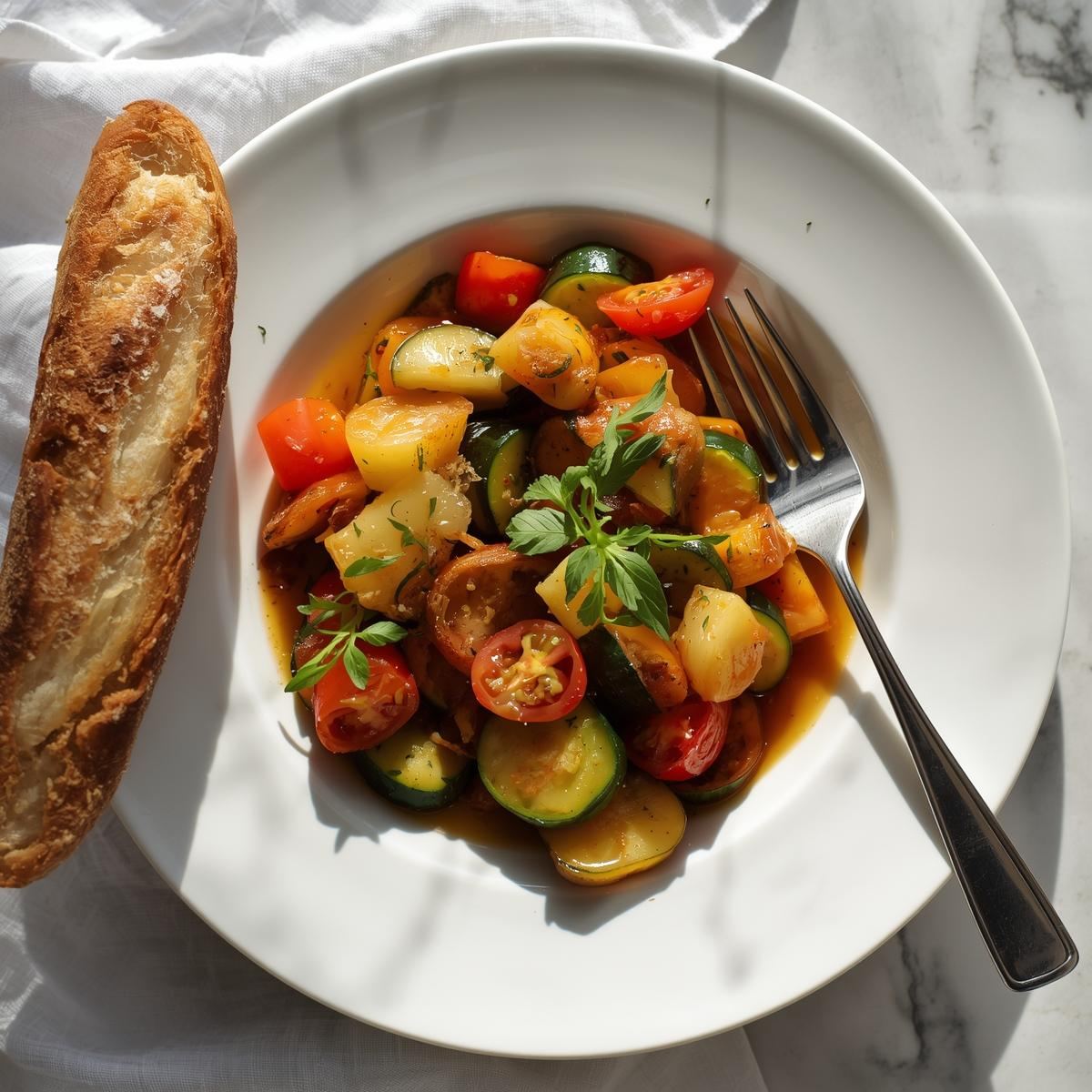 Ratatouille served with whole grains