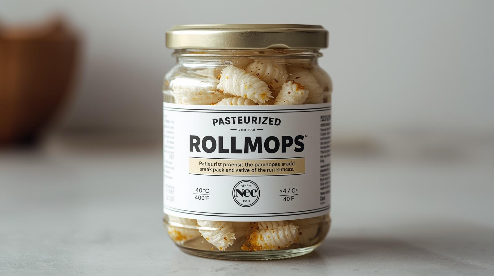 Close-up of a jar label showing 'Pasteurized', clear use-by date, and storage at ≤4 °C / 40 °F