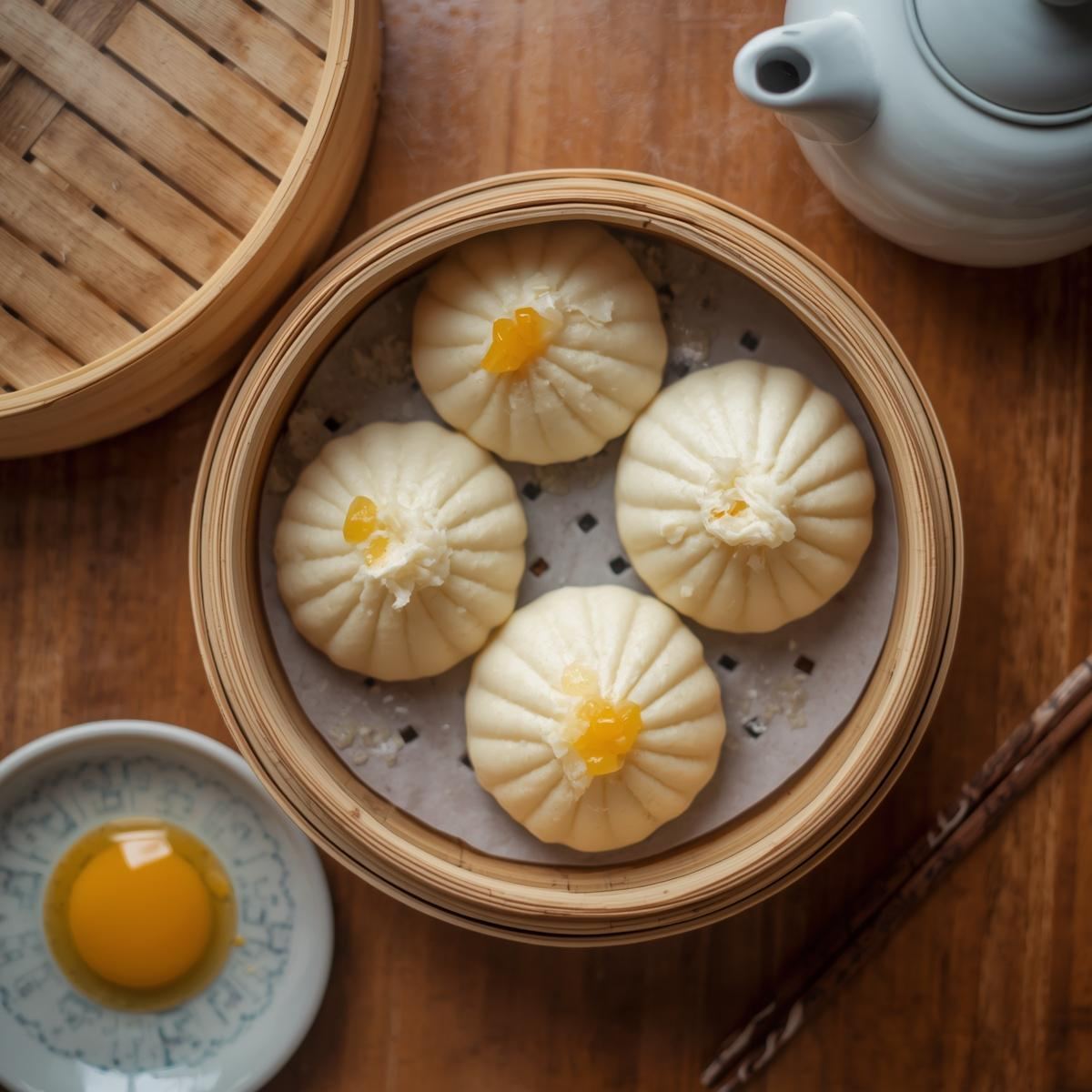 Salted egg yolk buns served fresh
